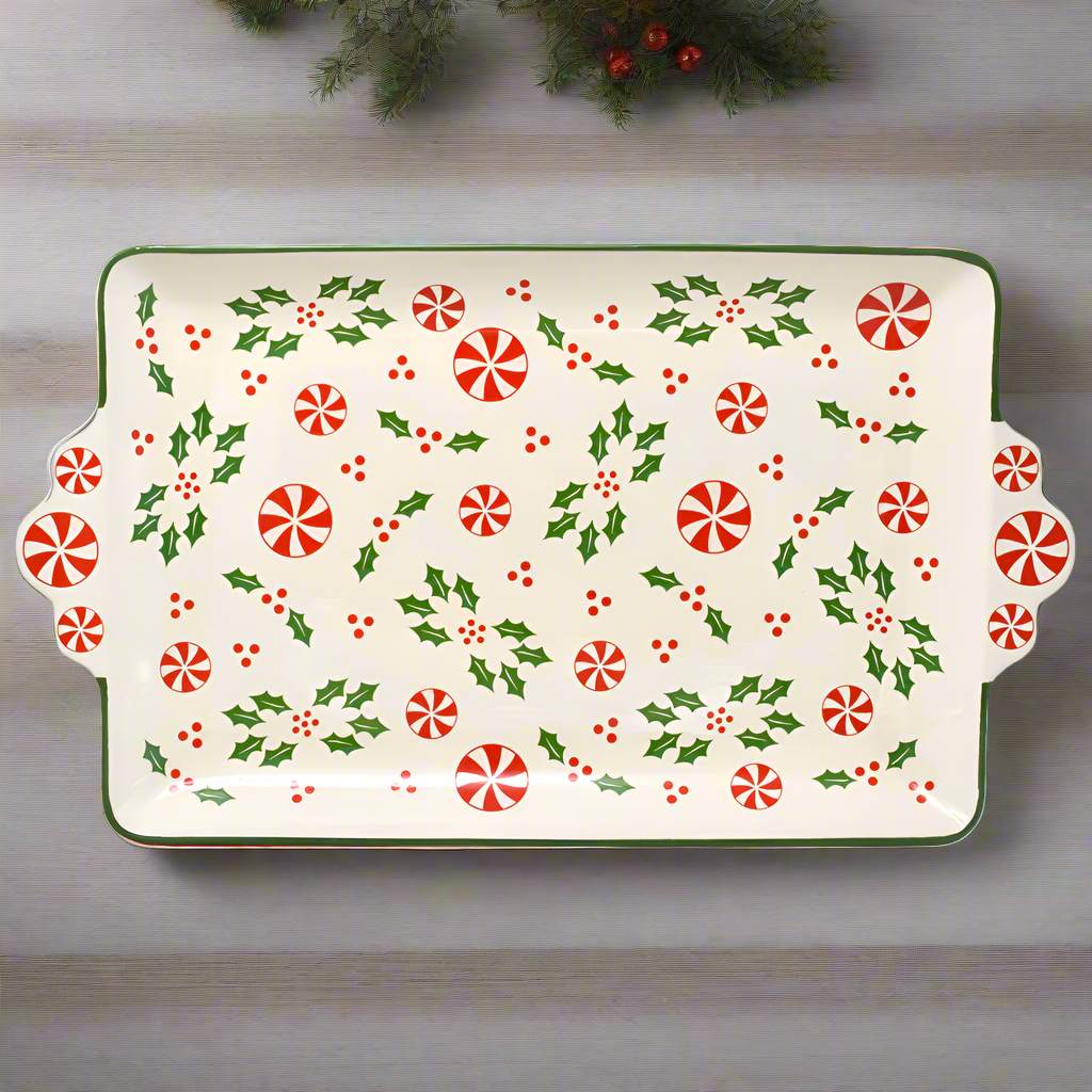 Seasonal 16” Serving Platter with Figural Handles