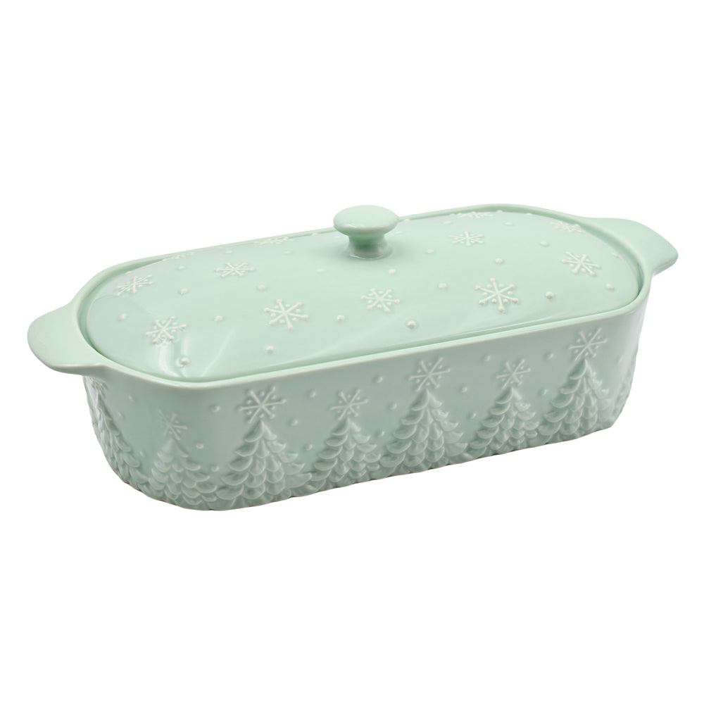 Seasonal 2qt Squoval Baker with Lid-Frosty Forest Mint