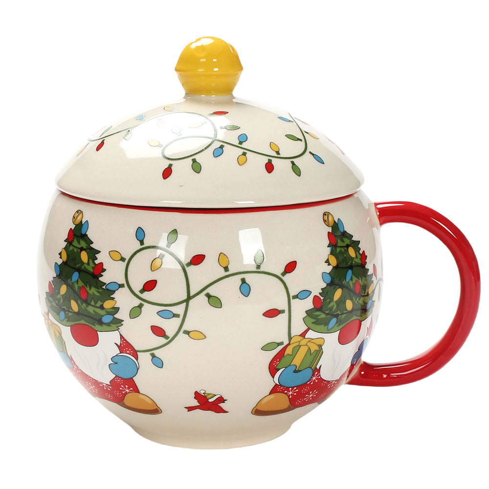 18 oz Merry Lidded Mug- Festive Gnome