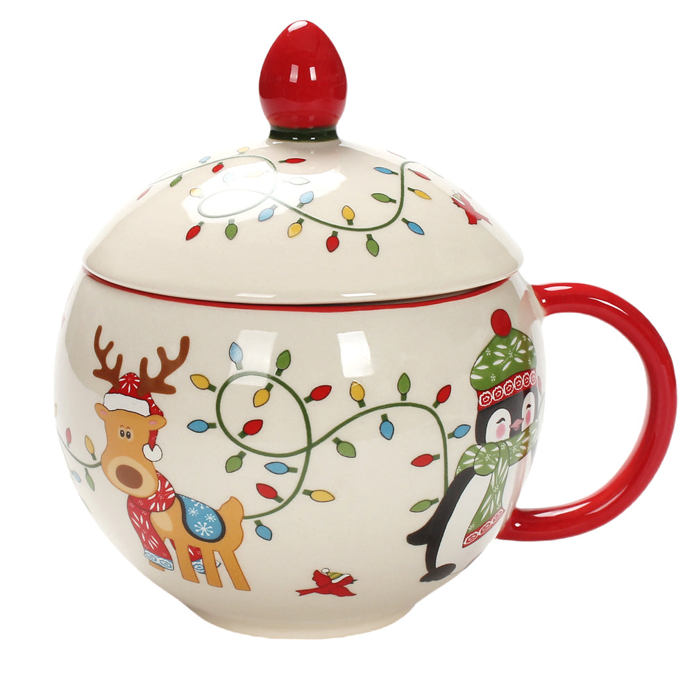 18 oz Merry Lidded Mug-Winter Whimsy Lights