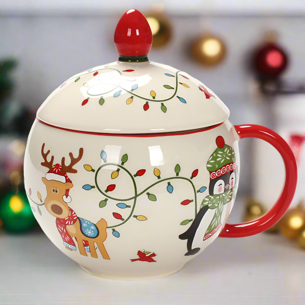 Winter Whimsy 18 oz Merry Lidded Mug