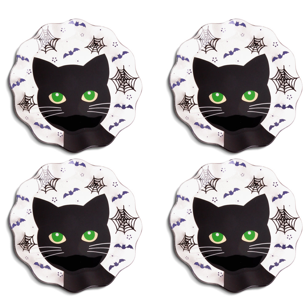 8" Glass Appetizer Plates, Set of 4-Cat