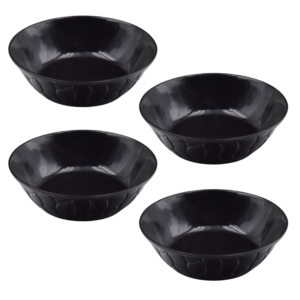 8oz Round Shallow Bowls, Set of 4-Carved Willow Black