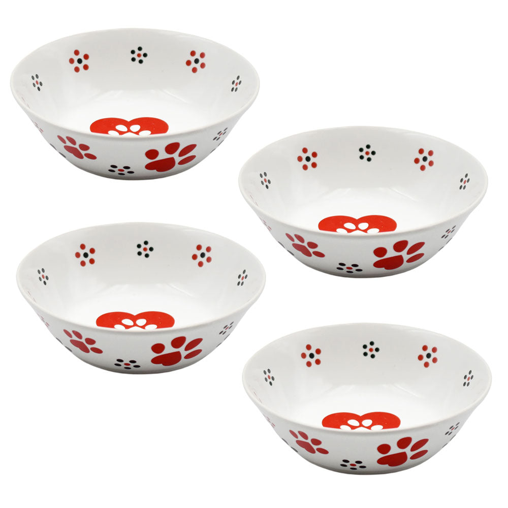 8oz Round Shallow Bowls, Set of 4-Pawfetti