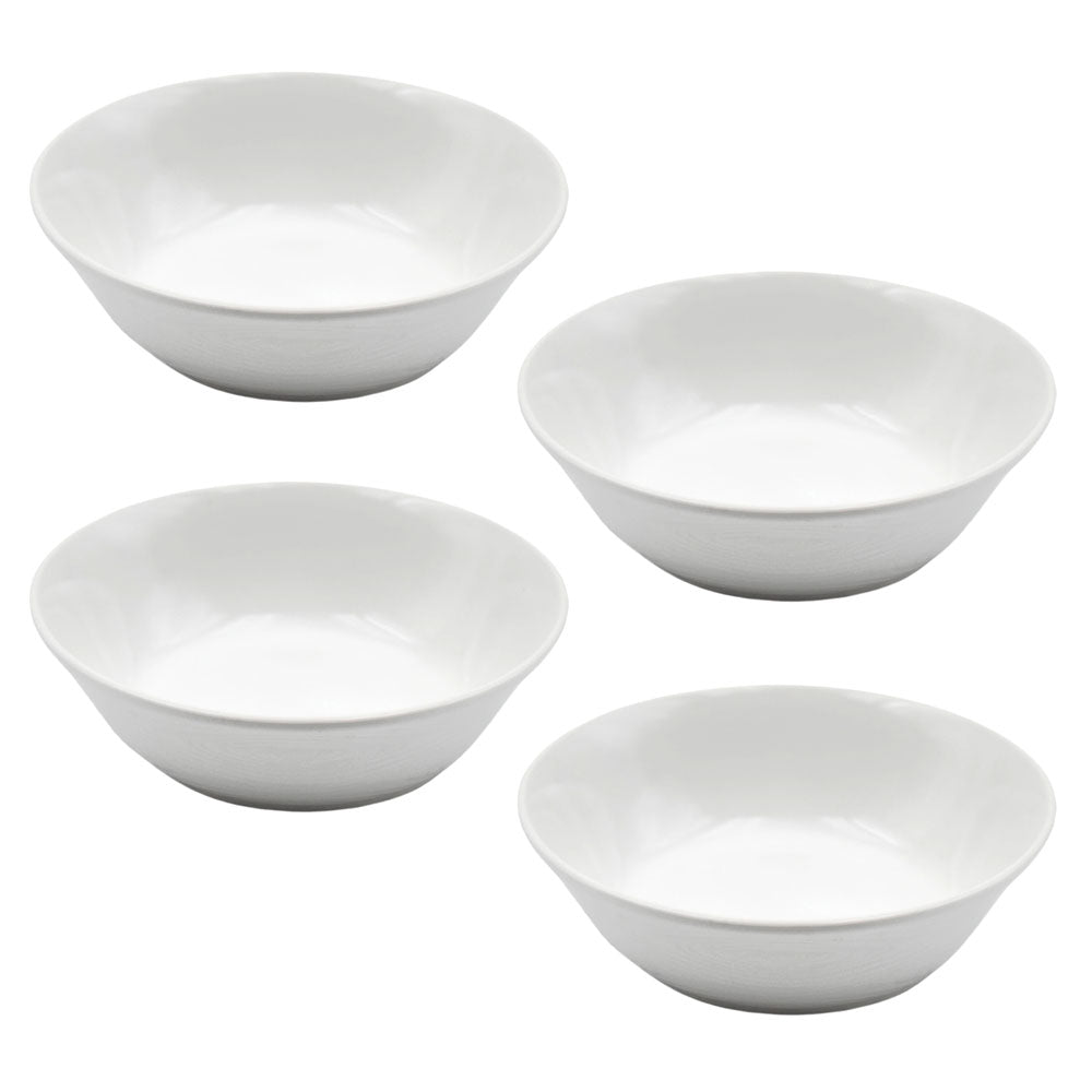 8oz Round Shallow Bowls, Set of 4-Woodland White