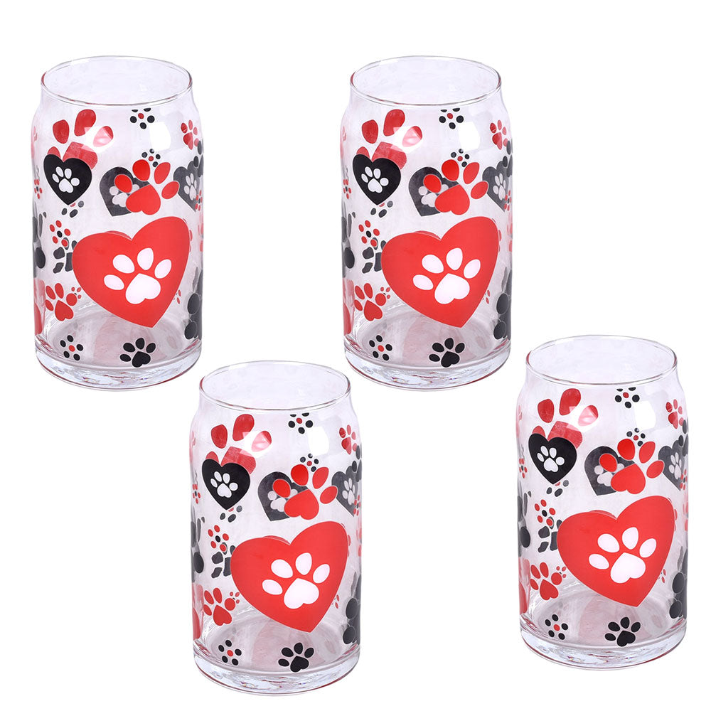 16oz Can-Style Drinking Glasses, Set of 4-Pawfetti