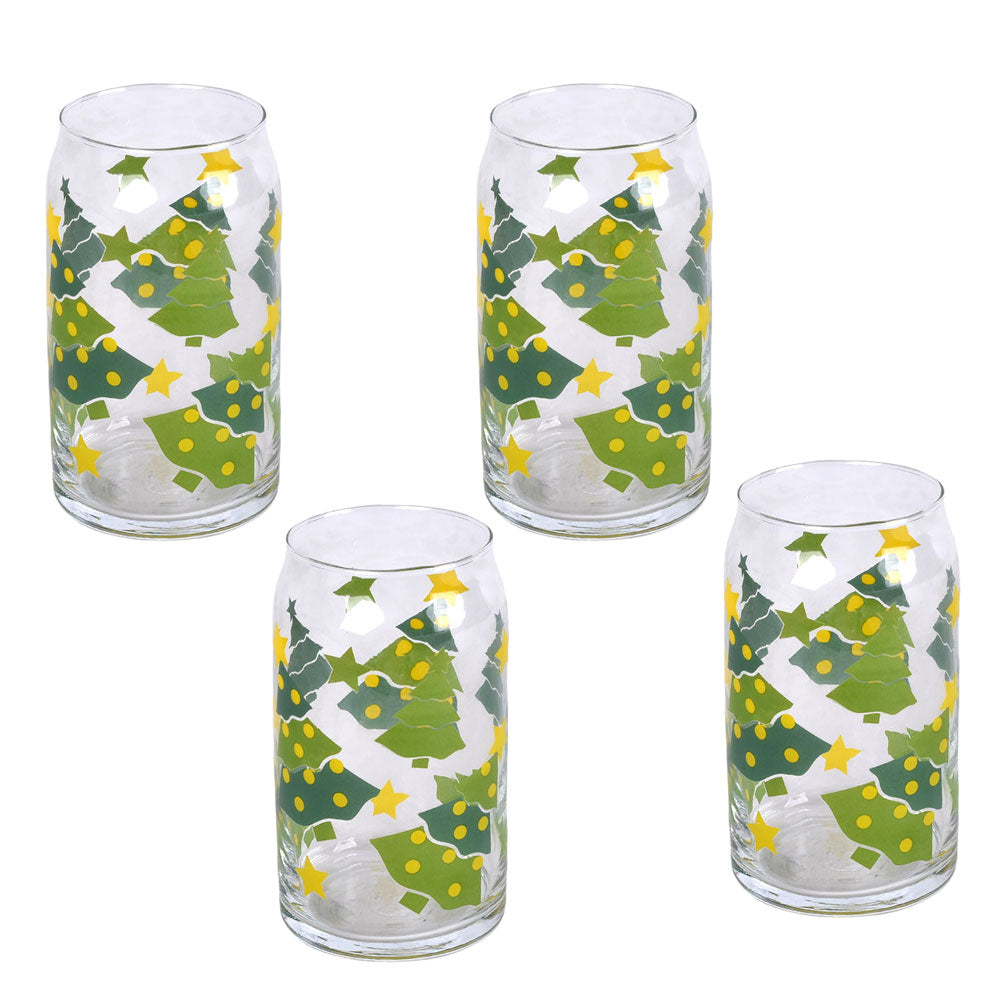 16oz Can-Style Drinking Glasses, Set of 4-Trees