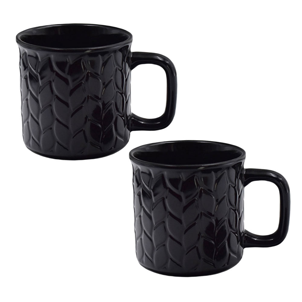 16 oz Everyday Mugs, Set of 2-Carved Willow-Black