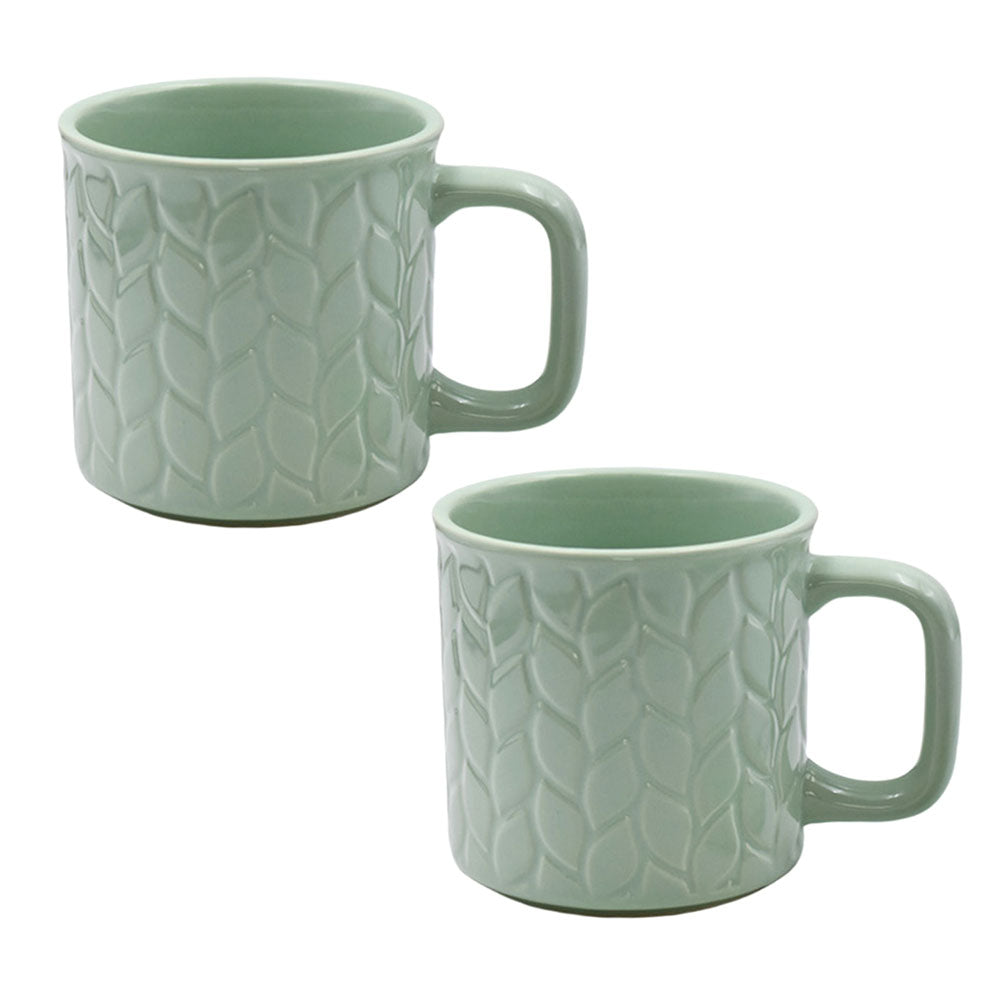 16 oz Everyday Mugs, Set of 2-Carved Willow- Mint