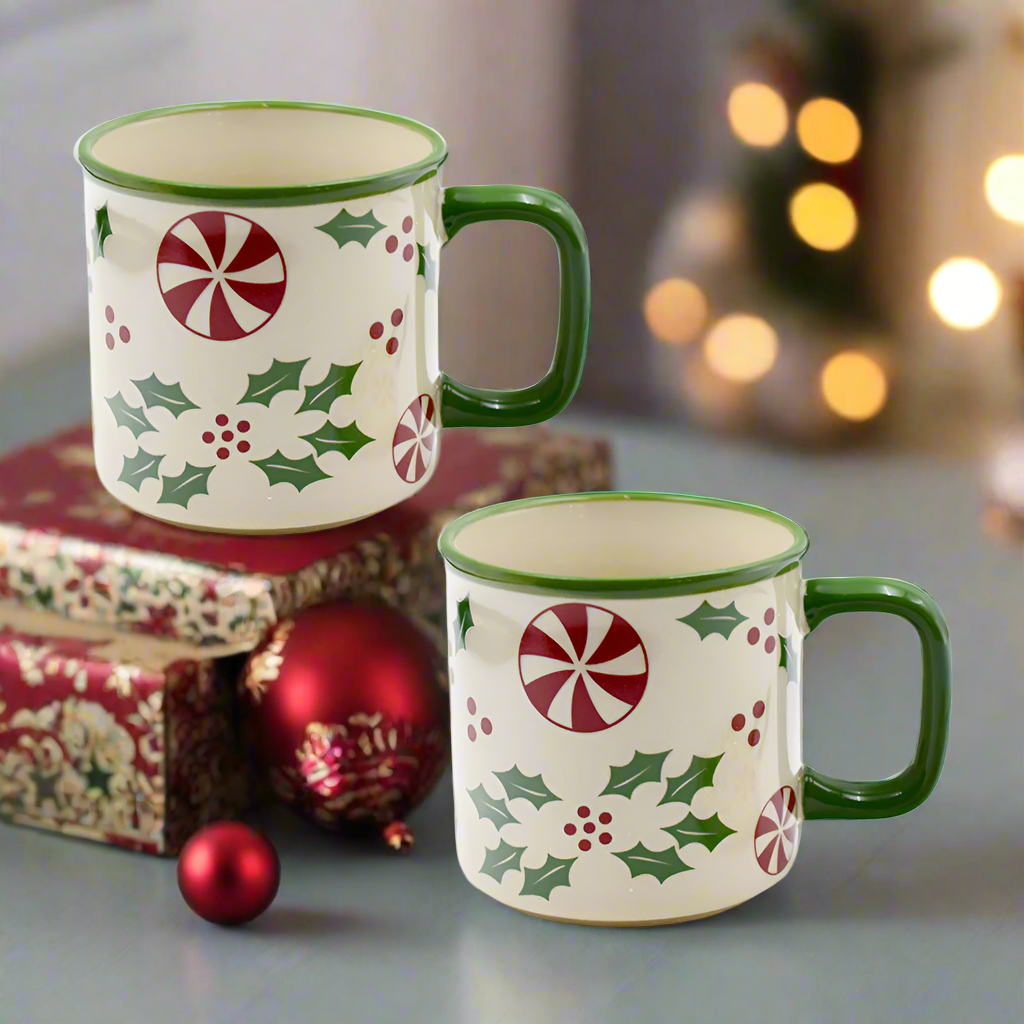 Temp-tations Holly Peppermint Mugs with Christmas Decorations