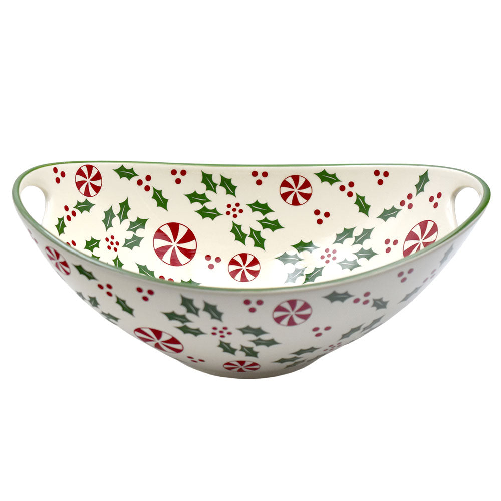 3-quart Serving Bowl-Holly Peppermint