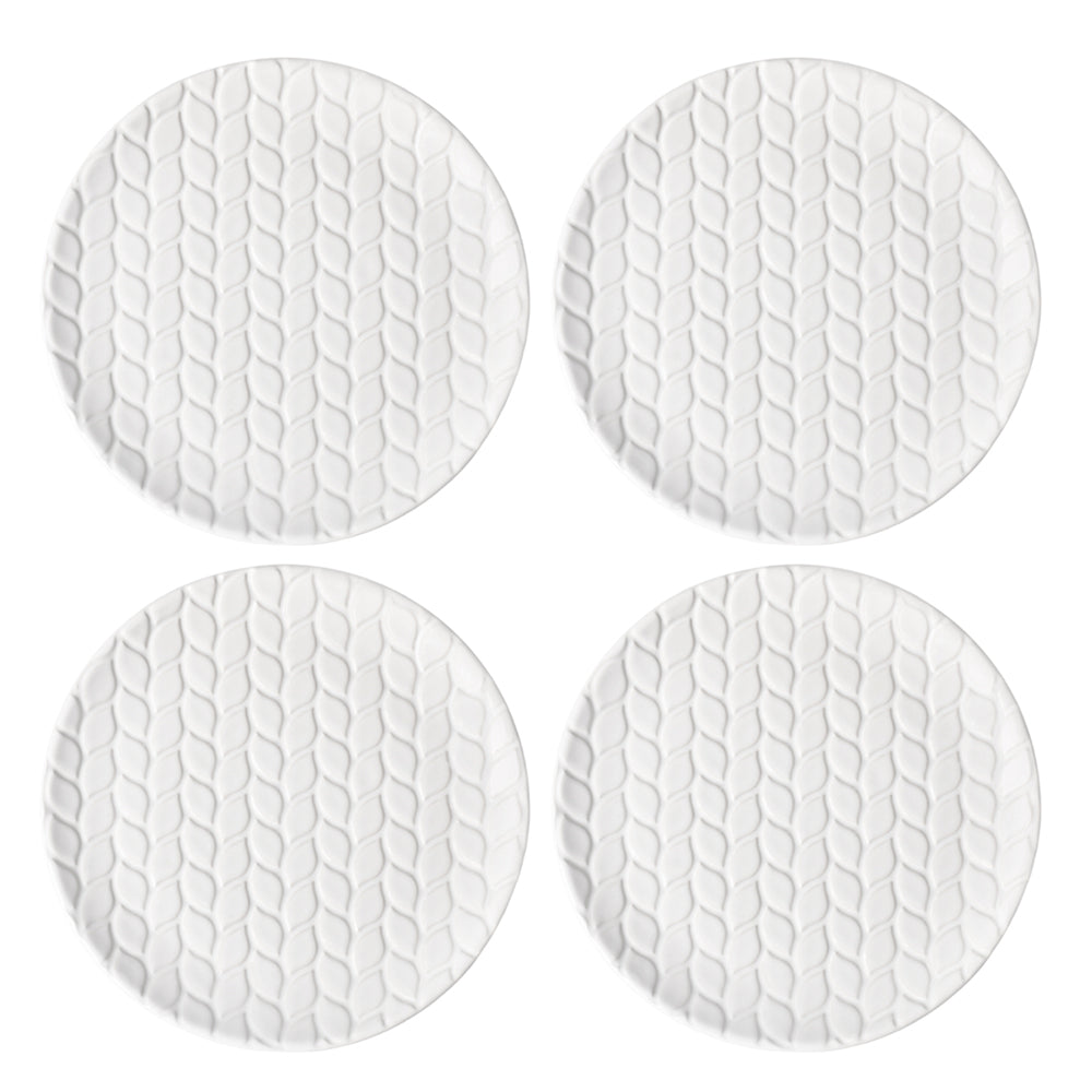 Essential 8" Plates, Set of 4-Carved Willow White