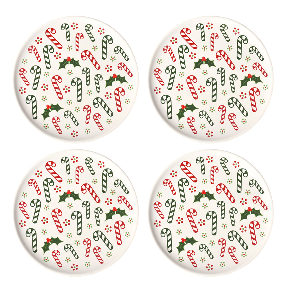 Essential 8" Plates, Set of 4-Candy Canes