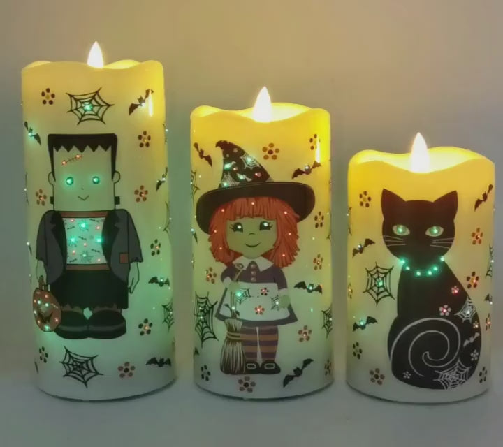 video: Fiberoptic Flameless Candles, Set of 3-Boofetti