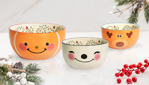Set of 3 Temptations ‘Winter Whimsy’ by Tara Bakeware Christmas Nesting  Bowls