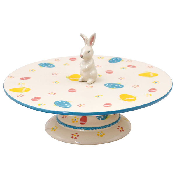 Egghunt 13” Cake Stand with Bunny Figurine