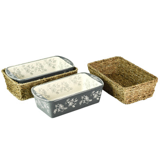 temp-tations Loaf Pans in Baskets-Floral Lace Grey