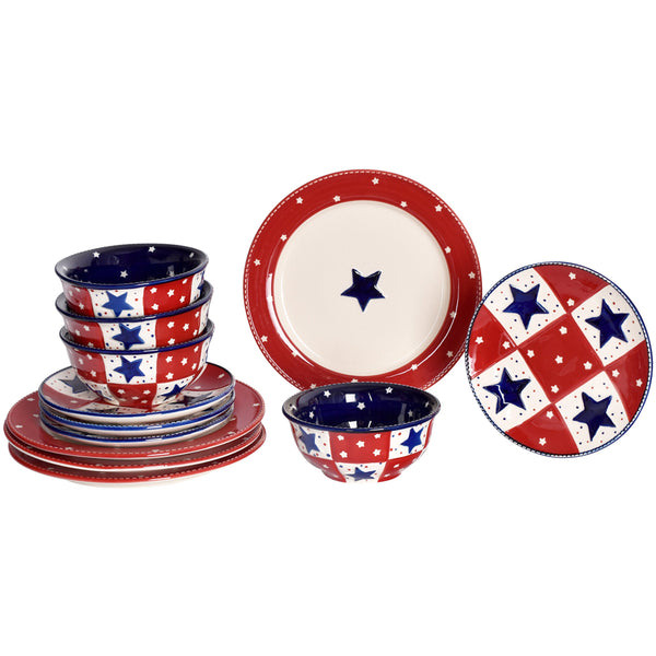 Star Stitched 12 Piece Dinnerware Set Temp tations