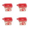 Basketweave 10 oz Square Ramekins, Set of 4-Floral Lace Red