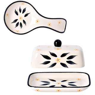 temp-tations Extra Wide Butter Dish and Spoon Rest Set - Old World Black