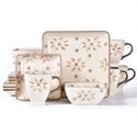 temp-tations Essentials 16-Piece Square Dinnerware Set in Floral Lace Taupe