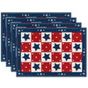 Temp-tations Set of 4 Washable Placemats - Star Stitched Patriotic Americana