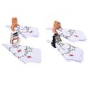 Temp-tations Set of 4 Embroidered Cloth Napkins with Ceramic Napkin Rings - Winter Whimsy Christmas characters