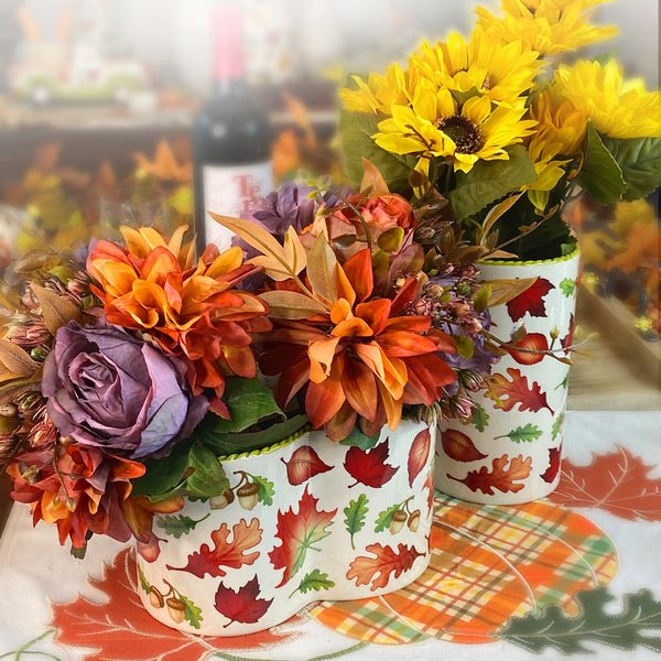 Temp-tations Multi Use Utensil Crock in Harvest pattern with fall flowers