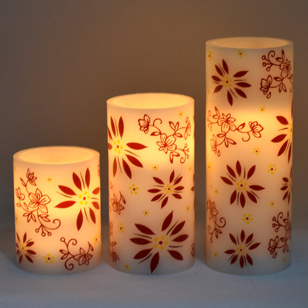 Temp-tations Staggered Height Flameless Candles, Set of 3-Cranberry