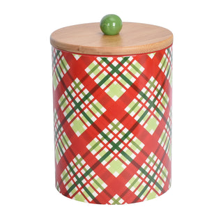 Christmas Canister, 3 qt-Holiday Plaid