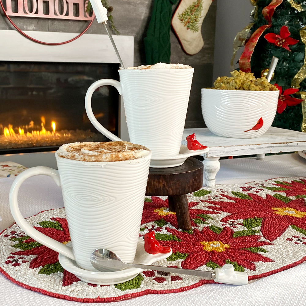 Christmas 16 oz Mugs with Spoons, Set of 2-Winter Woodland