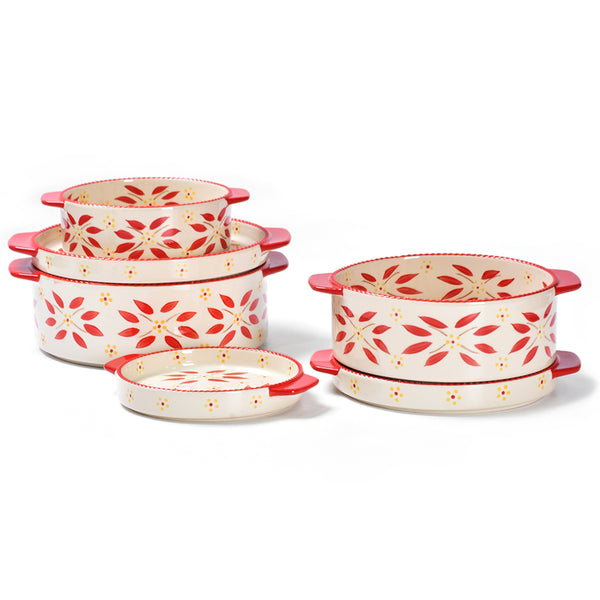temp-tations 6-Piece Round Nesting Bakeware Set in Old World Red