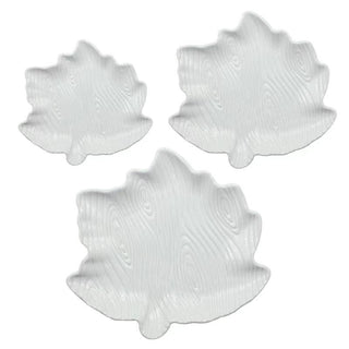temp-tations Sculpted Leaf Plates, Set of 3 in Woodland White