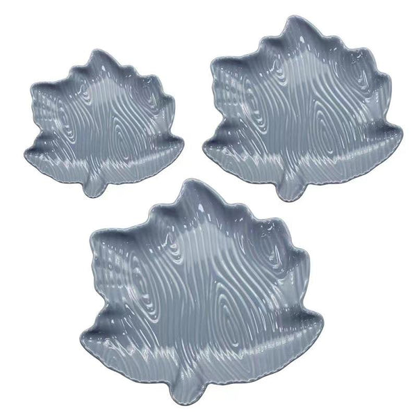 temp-tations Sculpted Leaf Plates, Set of 3 in Woodland Slate Blue