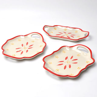 temp-tations 10" Serving Platters with Gift Boxes, Set of 3 - Old World Red