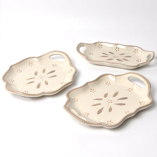 temp-tations 10" Serving Platters with Gift Boxes, Set of 3 - Old World Taupe