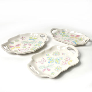 10" Serving Platters with Gift Boxes, Set of 3-colorful All a Flutter