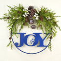 temp-tations 24" Christmas Wreath with Bells - Blue with Joy