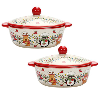 Christmas Bakers with Lids, Set of 2-Merry Chefs