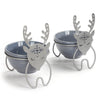 Woodland 8oz Ramekins with Metal Reindeer Holders, Set of 2-Slate Blue
