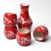 Set of 4 Grip Cups with Carafe-Floral Lace Red
