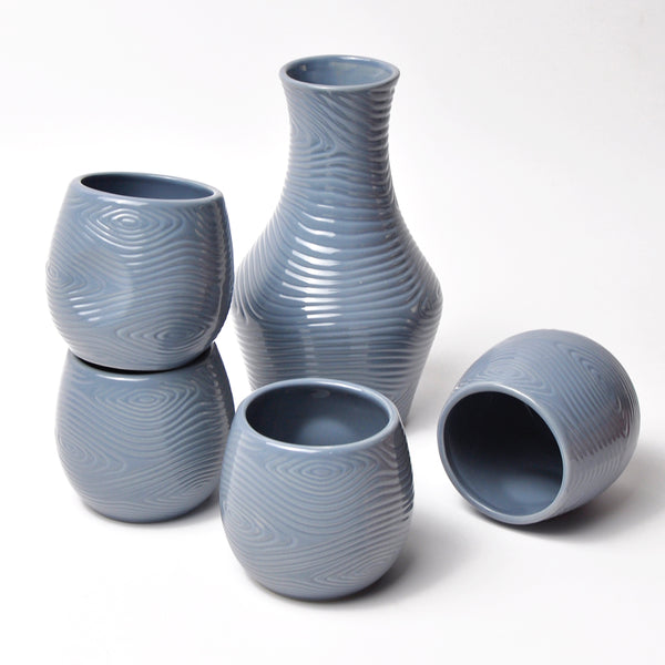 Set of 4 Grip Cups with Carafe-Woodland Slate Blue