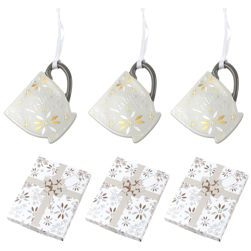 'Nista' Christmas Ornaments with Gift Boxes, Set of 3