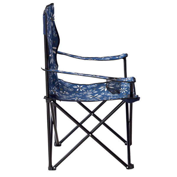 side view of temp-tations Folding Camp Chair with Carrying Bag - Blue