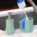 Temp-tations Essentials Soap Dispenser & Sponge Holder in Woodland Mint on a kitchen sink