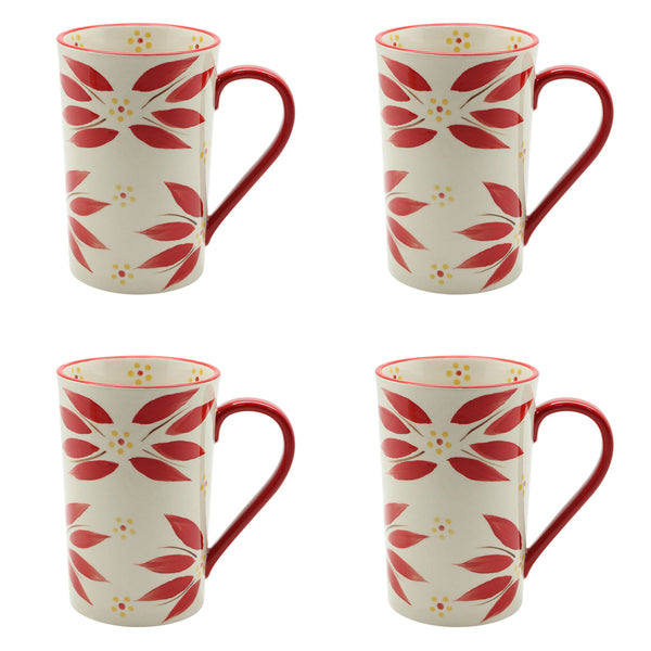 16 oz Tall Bistro Mugs, Set of 4-Old World Red