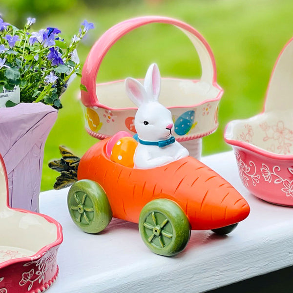 Egghunt Bunny in Carrot Car Lit Figurine