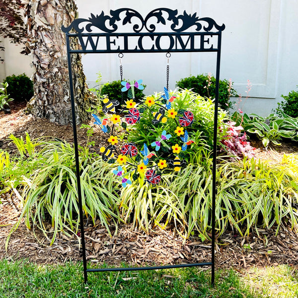 Garden Welcome Sign with Interchangeable Seasonal Icons-Garden