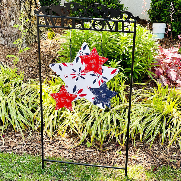 Garden Welcome Sign with Interchangeable Seasonal Icons-Star Stitched
