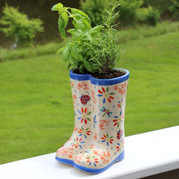 Garden Boots Ceramic Planter